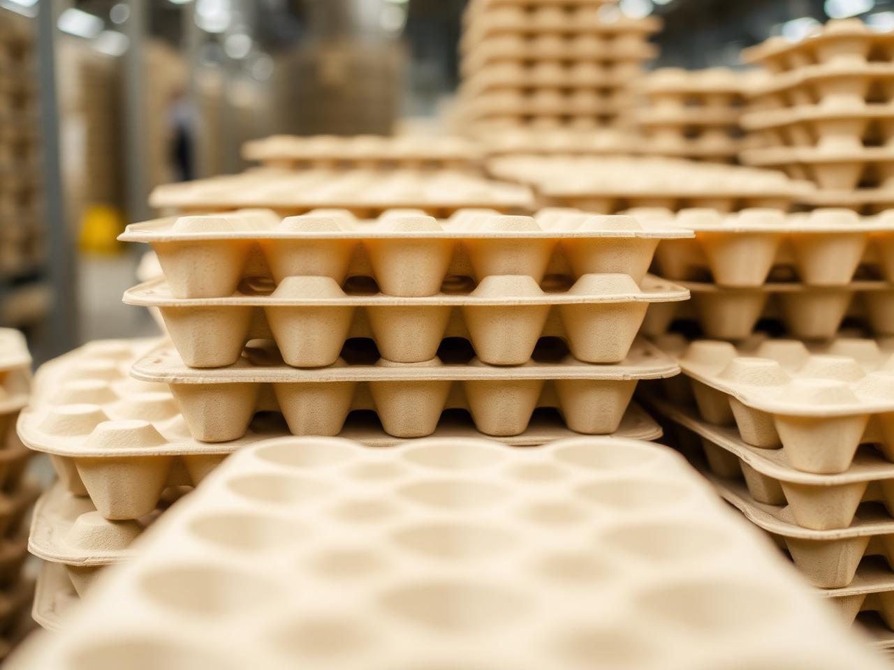 Stacked molded fiber egg trays
